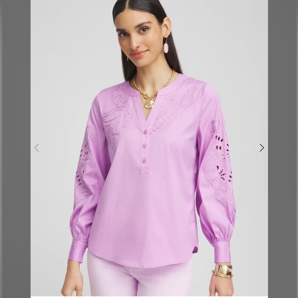 NWT Chico’s Embroidery Blouse size 4=20-22